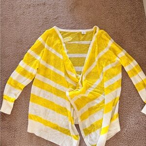 Moth Yellow & White Striped Lightweight Open-Front Cardigan